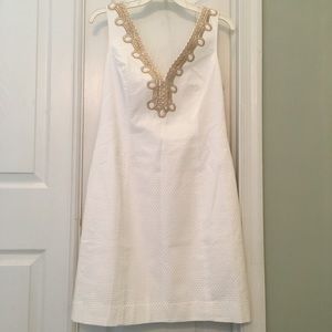 Lilly Pulitzer White Dress with Gold Trim